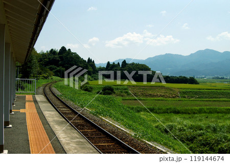 南阿蘇鉄道　地震後全線復旧した沿線の風景　阿蘇下田城駅周辺 119144674
