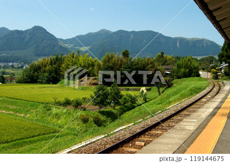 南阿蘇鉄道 地震後全線復旧した沿線の風景 阿蘇下田城駅周辺 南阿蘇鉄道 地震後全線復旧した沿線の風景 阿蘇下田城駅周辺 119144675