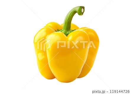 Orange bell pepper with green stem isolated on a white background. 119144726