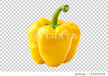 Orange bell pepper with green stem isolated on a white background. 119144726