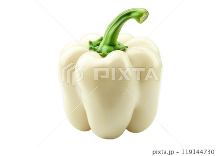 White bell pepper with green stem isolated on a white transparent background. White bell pepper with green stem isolated on a white transparent background. 119144730