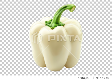 White bell pepper with green stem isolated on a white transparent background. White bell pepper with green stem isolated on a white transparent background. 119144730