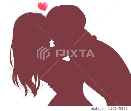 キス　夢中　男女　カップル　影絵 119145351