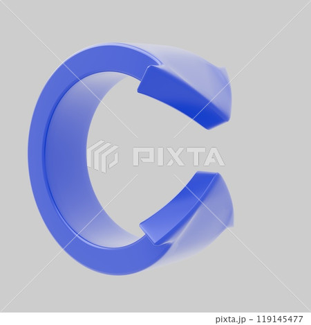 Abstract 3D blue twisted arrow figure on a white background, symbolizing a cycle or update. Ideal for use in interfaces, presentations, infographics, and web design Abstract 3D blue twisted arrow figure on a white background, symbolizing a cycle or update. Ideal for use in interfaces, presentations, infographics, and web design 119145477