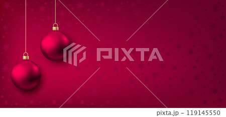 Hanging Christmas balls isolated on red background. Hanging Christmas balls isolated on red background. 119145550