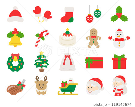 いろいろな、クリスマスのアイコンのイラストセット 119145674