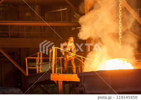 Glowing ferroalloy in a metallurgical plant 119145850