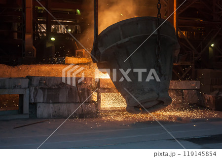 Smelting metal in a metallurgical plant 119145854