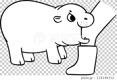 Baby Happy Pygmy bouncy hippo doodle outline coloring image 119146152