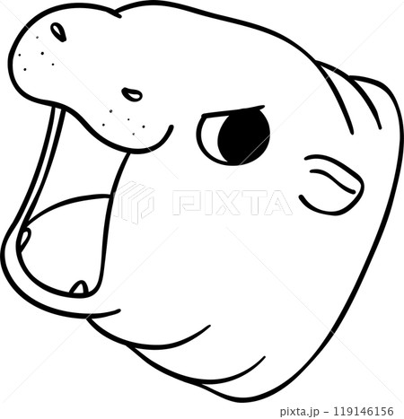 Baby Happy Pygmy bouncy hippo doodle outline coloring image 119146156