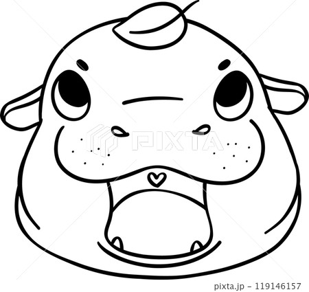 Baby Happy Pygmy bouncy hippo doodle outline coloring image Baby Happy Pygmy bouncy hippo doodle outline coloring image 119146157