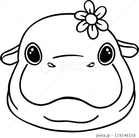 Baby Happy Pygmy bouncy hippo doodle outline coloring image 119146158