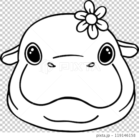 Baby Happy Pygmy bouncy hippo doodle outline coloring image 119146158