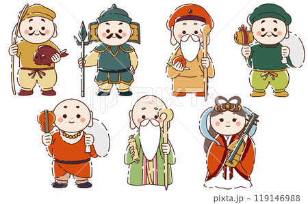 七福神のイラスト素材 年賀状素材 七福神のイラスト素材 年賀状素材 119146988