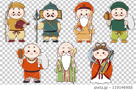 七福神のイラスト素材 年賀状素材 七福神のイラスト素材 年賀状素材 119146988
