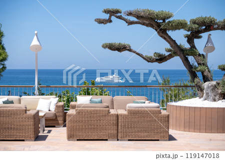 Restaurant table with sea view 119147018