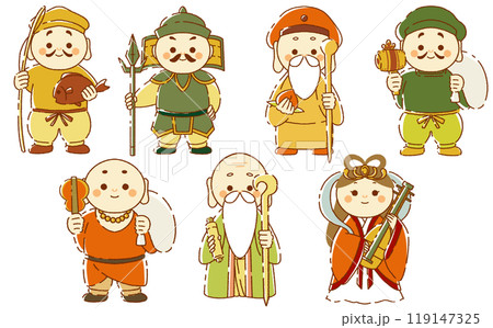 七福神のイラストセット 年賀状素材 七福神のイラストセット 年賀状素材 119147325