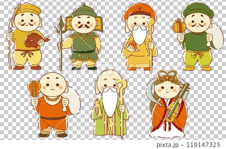 七福神のイラストセット 年賀状素材 七福神のイラストセット 年賀状素材 119147325