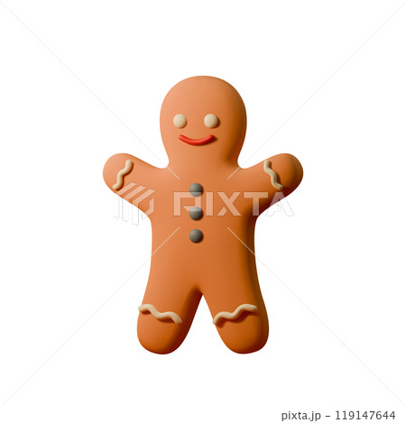 Gingerbread Man 3D Illustration. Cute Christmas Cookie Character for Festive Designs, Holiday Cards, and Winter Themed Projects. Vector illustration Gingerbread Man 3D Illustration. Cute Christmas Cookie Character for Festive Designs, Holiday Cards, and Winter Themed Projects. Vector illustration 119147644