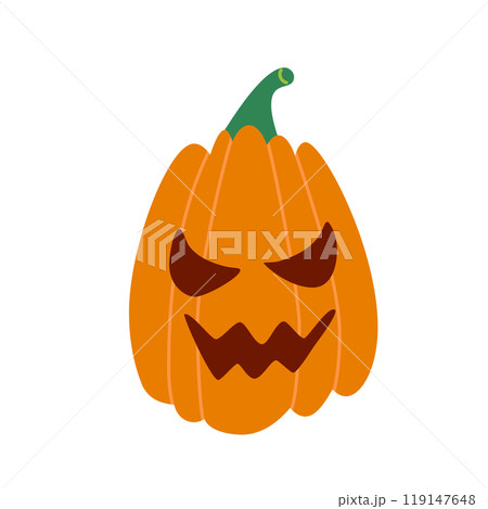 Flat vector illustration of a cute pumpkin character, ideal for Halloween designs and autumn-themed projects Flat vector illustration of a cute pumpkin character, ideal for Halloween designs and autumn-themed projects 119147648