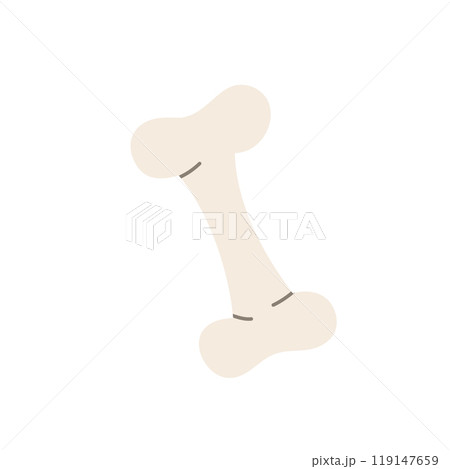 Flat vector illustration of a spooky bone, perfect for Halloween-themed designs.  119147659
