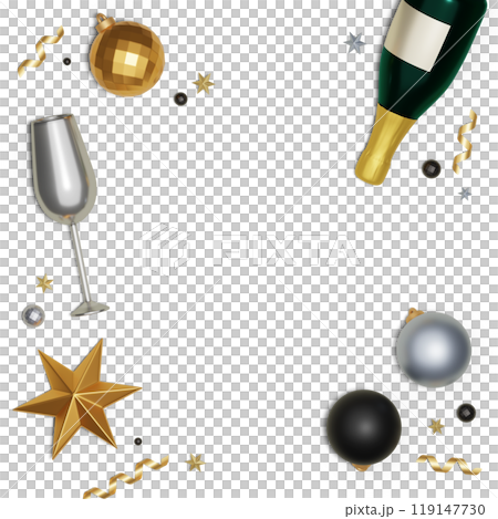 new year party gold silver black concept 3D graphic 119147730