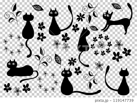 北欧風 花と黒猫 セット 北欧風 花と黒猫 セット 119147739