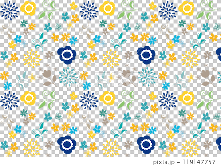 北欧風 カラフル花柄パターン 北欧風 カラフル花柄パターン 119147757