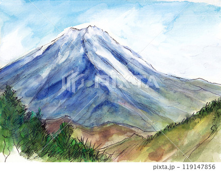 三つ峠山と富士山のイラスト素材 [119147856] - PIXTA