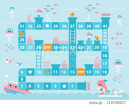 World tour board game template,Funny frame, ladders game, Vector illustrations. World tour board game template,Funny frame, ladders game, Vector illustrations. 119148027