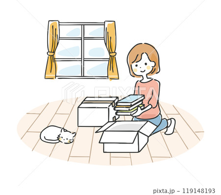 片付けをする女性 119148193