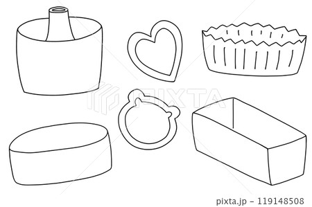 ゆるめシンプルお菓子型セット 線画 ゆるめシンプルお菓子型セット 線画 119148508