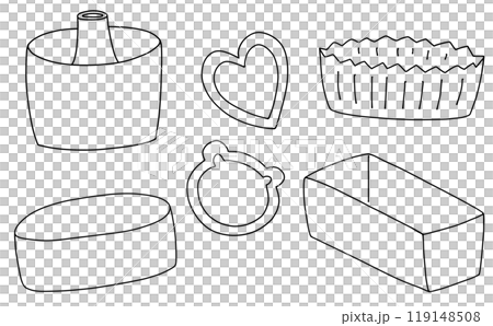 ゆるめシンプルお菓子型セット 線画 ゆるめシンプルお菓子型セット 線画 119148508