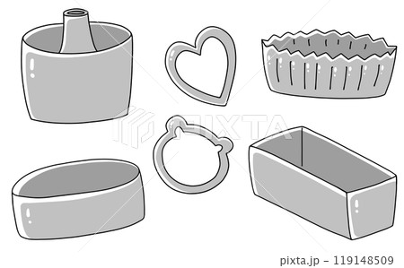 ゆるめシンプルお菓子型セット ベタ塗り ゆるめシンプルお菓子型セット ベタ塗り 119148509