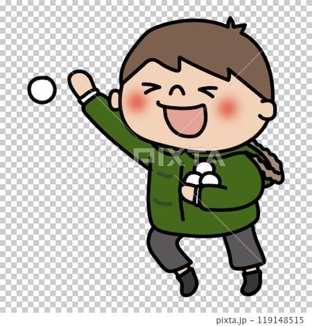 Children having a snowball fight (boy 2) 119148515