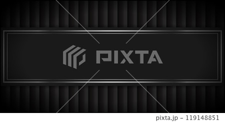 Black panel background with empty silver frame. Black planks banner. Vector illustration 119148851