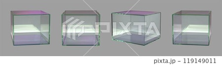 Transparent glass cube product podium 119149011