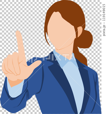 Illustration of a businesswoman pointing her finger up 119149015