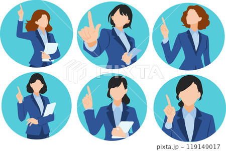 ビジネスウーマンのアイコンイラストセット 119149017