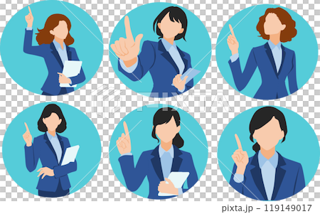 ビジネスウーマンのアイコンイラストセット 119149017