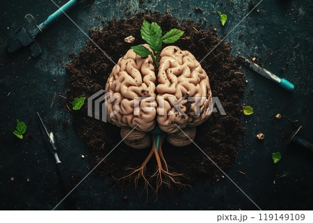A brain with roots growing out of itのイラスト素材 [119149109] - PIXTA