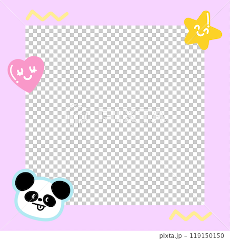 Cute square frame with panda, heart, star for polaroid photo, banner, social media post, ad template, memo, sticky note, notepad, paper design, animal print, zoo, souvenir shop, Valentine card Cute square frame with panda, heart, star for polaroid photo, banner, social media post, ad template, memo, sticky note, notepad, paper design, animal print, zoo, souvenir shop, Valentine card 119150150