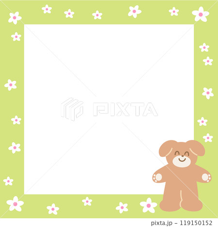 Cute square frame with puppy and flower pattern for polaroid photo, banner, social media post, ad template, memo, sticky note, notepad, paper design, animal, adopt pet, rescue animals, foster home Cute square frame with puppy and flower pattern for polaroid photo, banner, social media post, ad template, memo, sticky note, notepad, paper design, animal, adopt pet, rescue animals, foster home 119150152