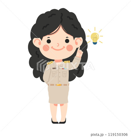Thai female teacher in government employee uniform 119150306