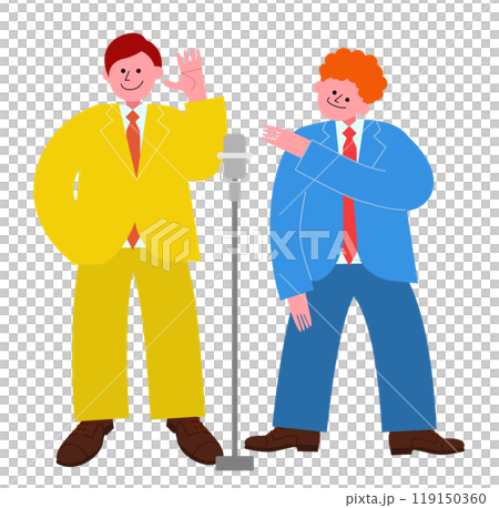 漫才中にギャグをする芸人のイラスト 119150360