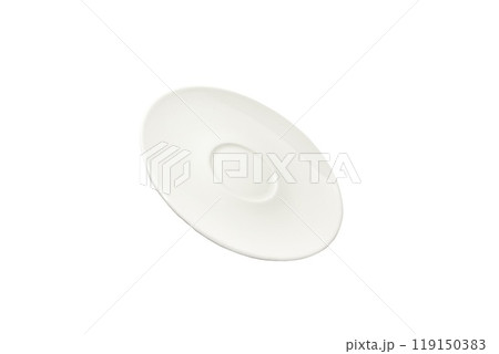 White saucer for tea or coffee on isolated white background close up 119150383