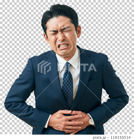 腹痛を訴えるビジネスマン 119150514