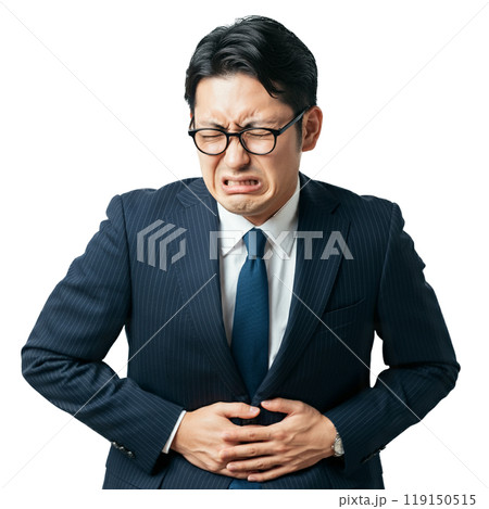 腹痛を訴えるビジネスマン 119150515