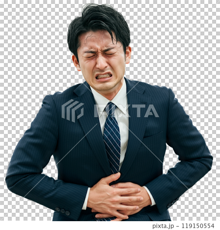 腹痛を訴えるビジネスマン 119150554