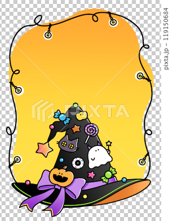 萬聖節帽子和燈泡框架 萬聖節帽子和燈泡框架 119150684